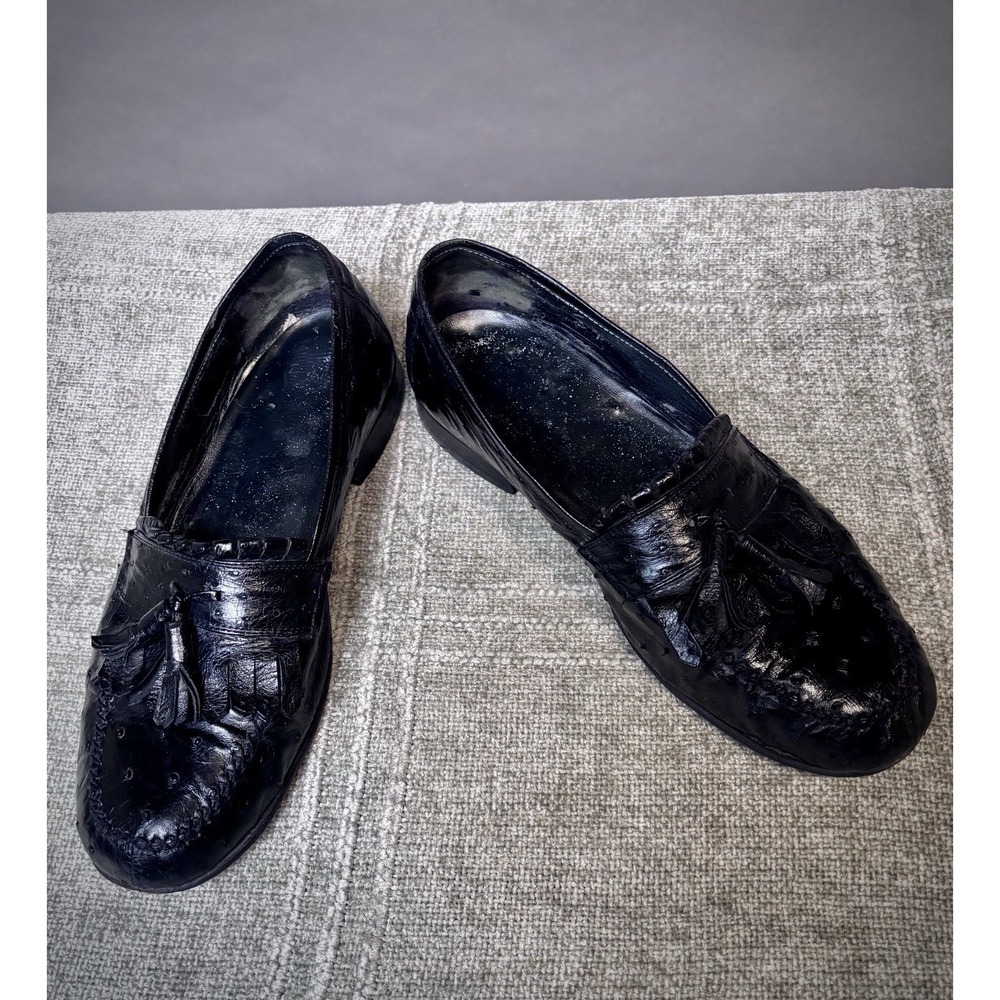 RARE Stacy Adams Santana II Genuine Full Quill Ostrich Kiltie Tassel Loafers 10M